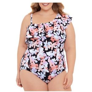 Floral Ruffle Plus Swimsuit